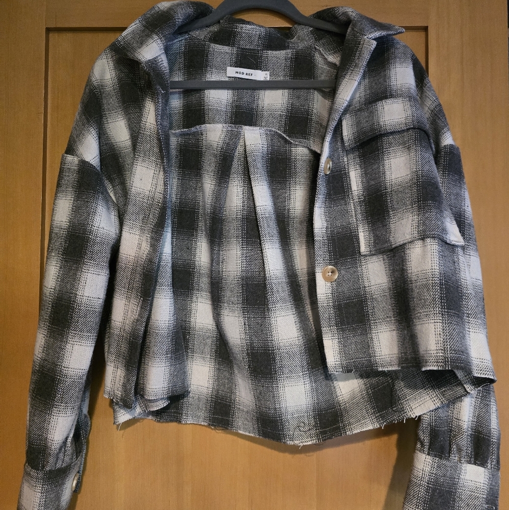 Mod Ref Black and White Plaid Cropped Jacket